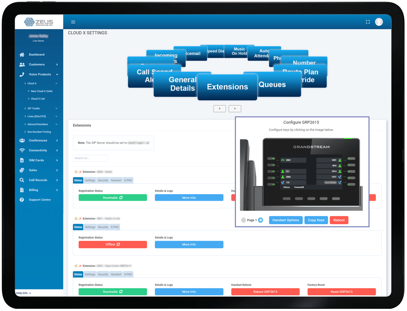 Cloud X hosted PBX management portal